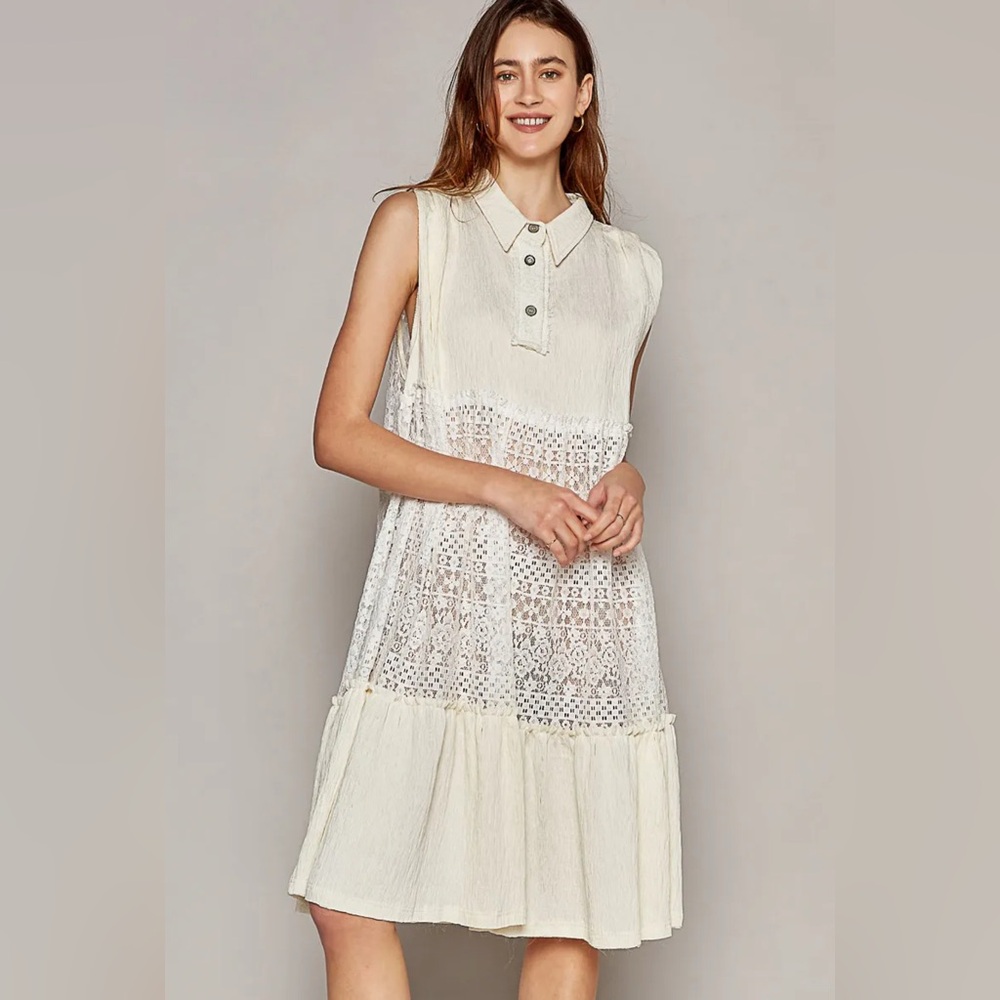 NWOT - POL Cream lace dress - Size S